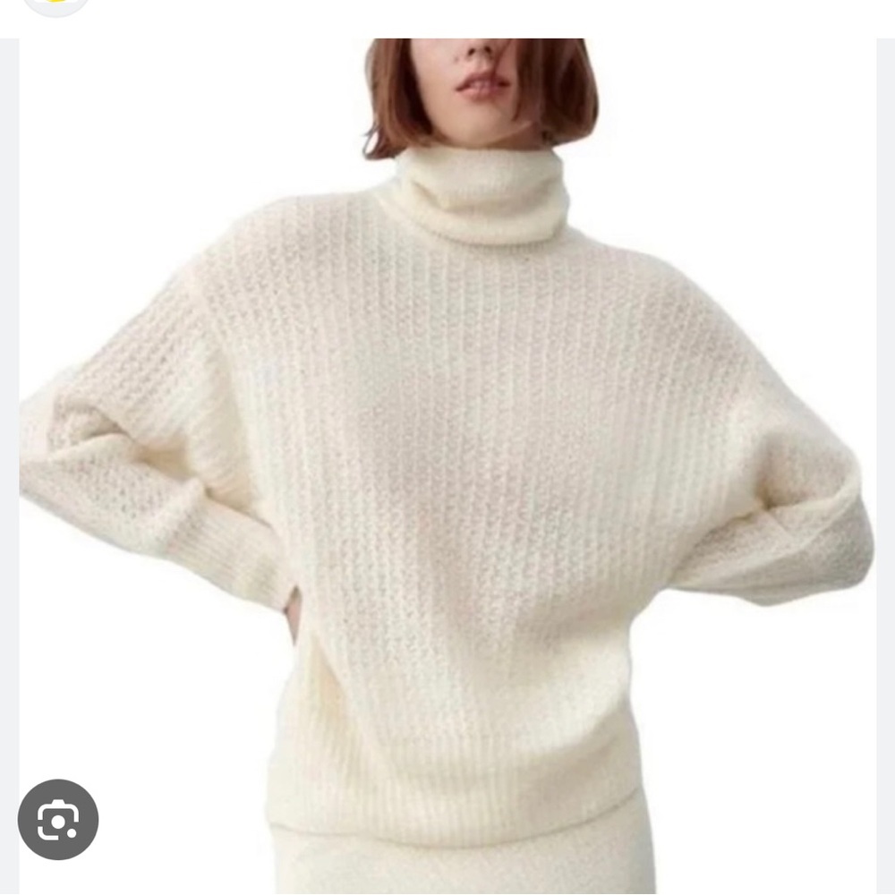 Zara Pointelle Alpaca Blend Knit Oversized Sweater Limited Edition S